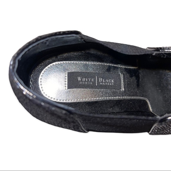 WHBM Cannes Booties Black Lizard Embossed Snakeskin Ankle Boot Stiletto Shooties - Picture 8 of 11